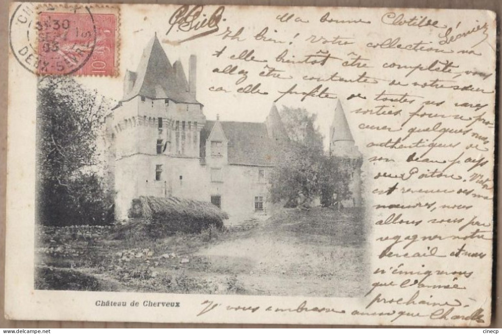 CPA 79 - CHERVEUX - Château De Cherveux - TB PLAN EDIFICE - CP Voyagée 1903 - Sonstige & Ohne Zuordnung