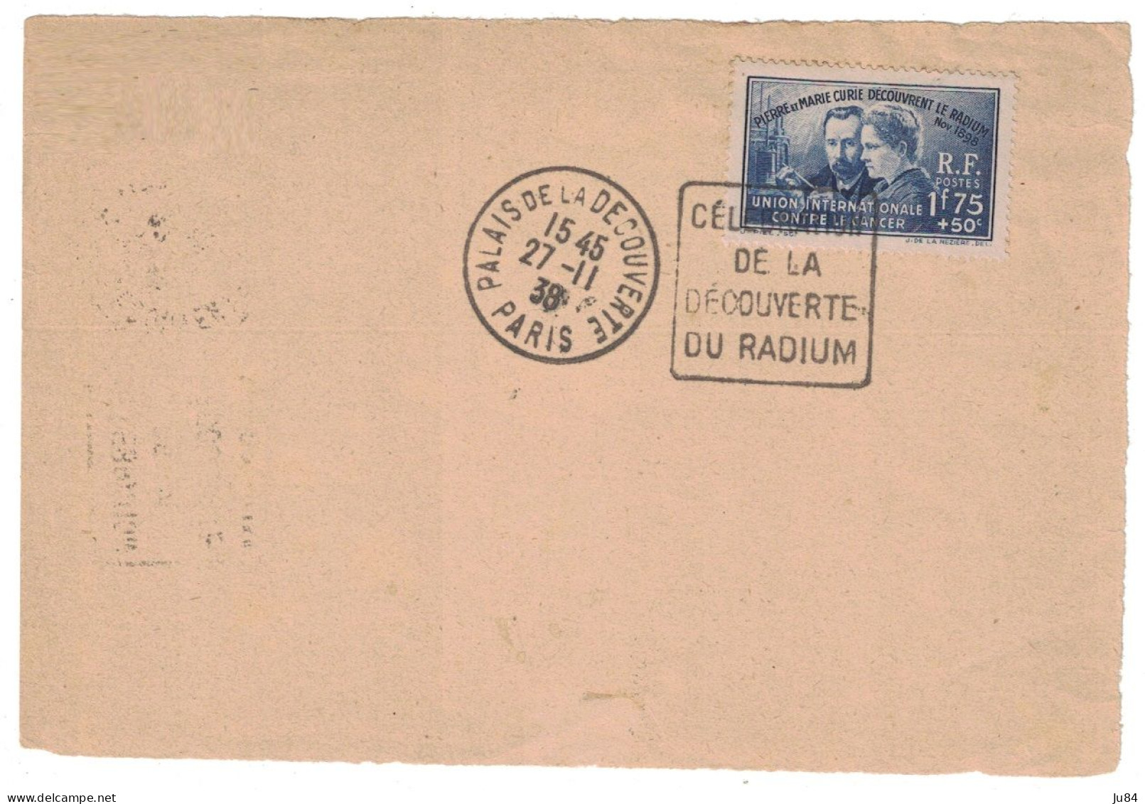 Paris - Palais De La Découverte - Oblitération Daguin - 1f75+50c Union Internationale Contre Le Cancer - 1938 - Mechanical Postmarks (Other)