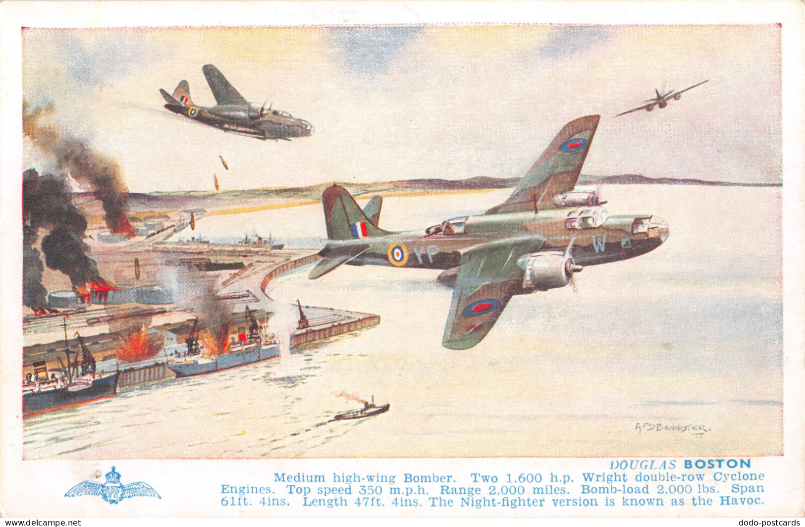 R333593 Douglas Boston. Medium High Wing Bomber. RAF. J. Salmon. A. F. D. Bannis - Wereld