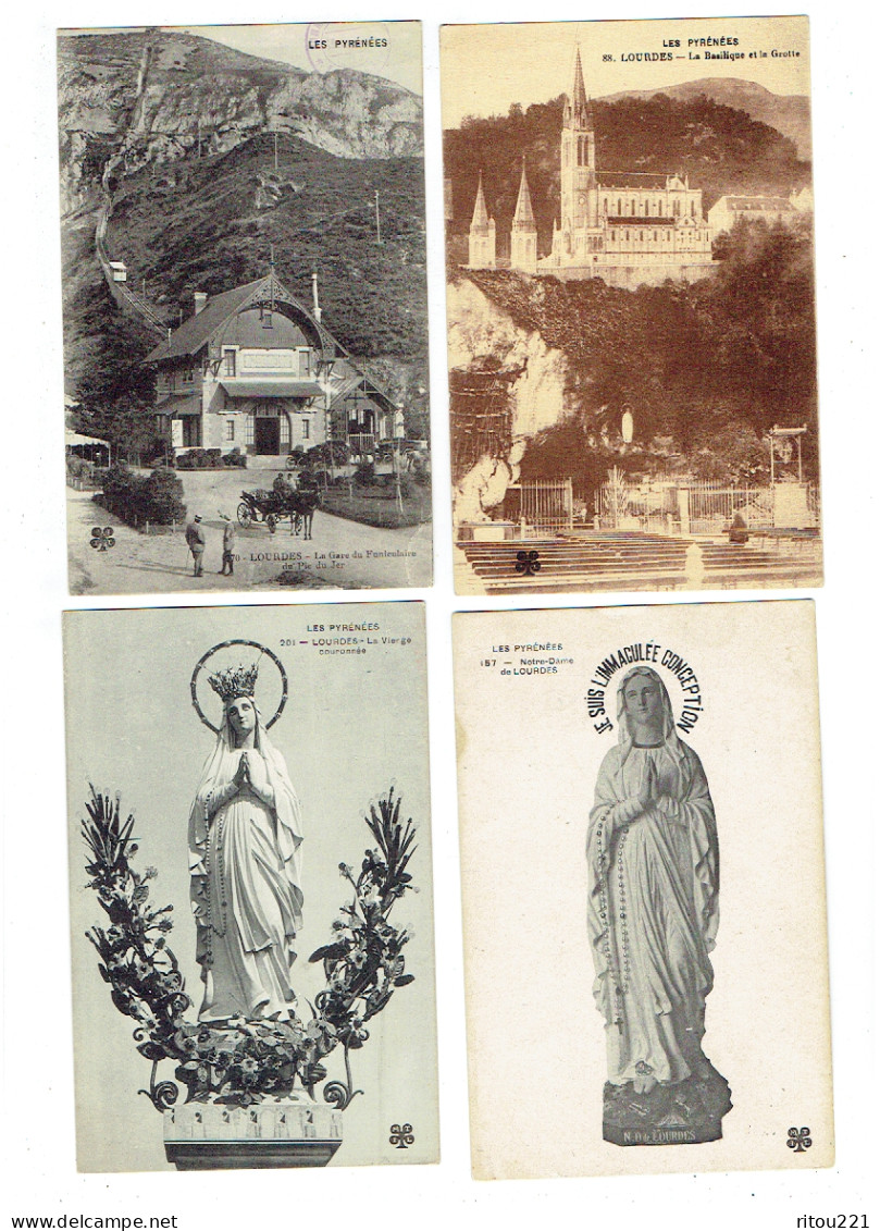 Lot 9 Cpa - Lourdes Station Calvaire Jésus Basilique Grotte Vierge Procession Gare Funiculaire Attelage Cheval M.T.I.L - Lourdes