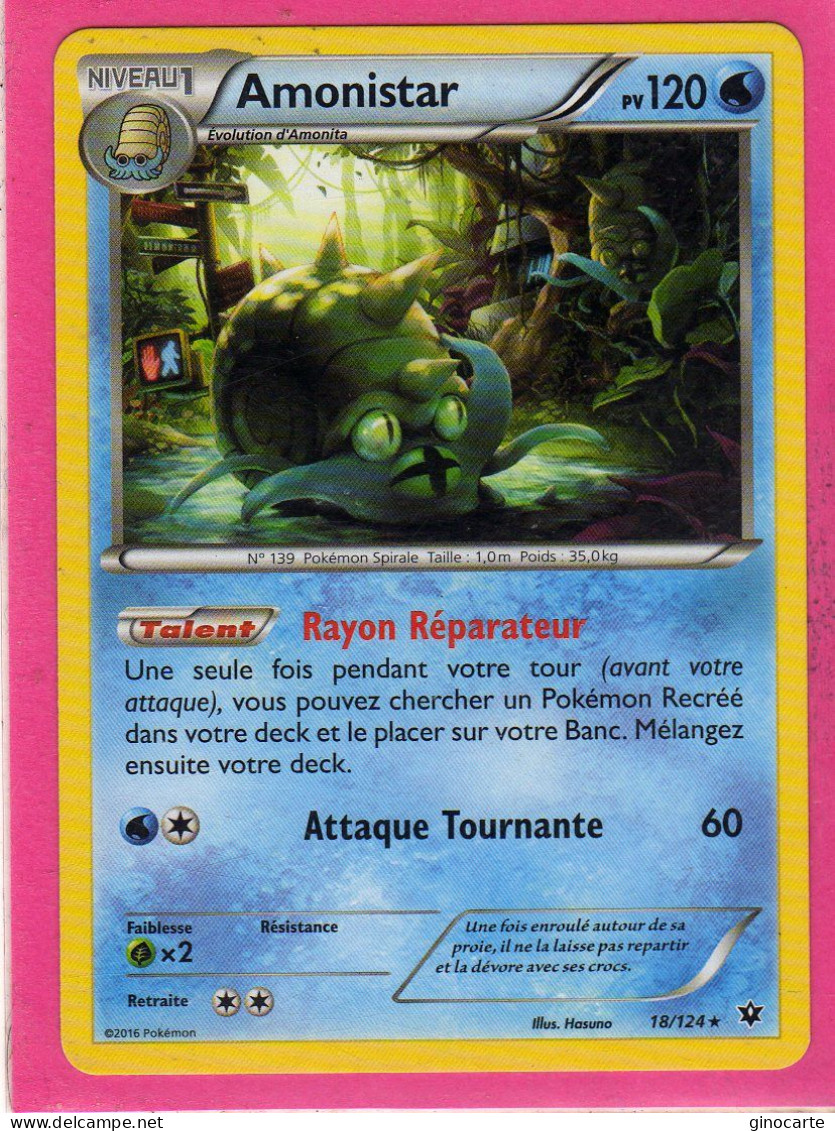 Carte Pokemon Francaise 2016 Xy Impact Des Destins 18/124 Amonistar 120pv Bon Etat - XY