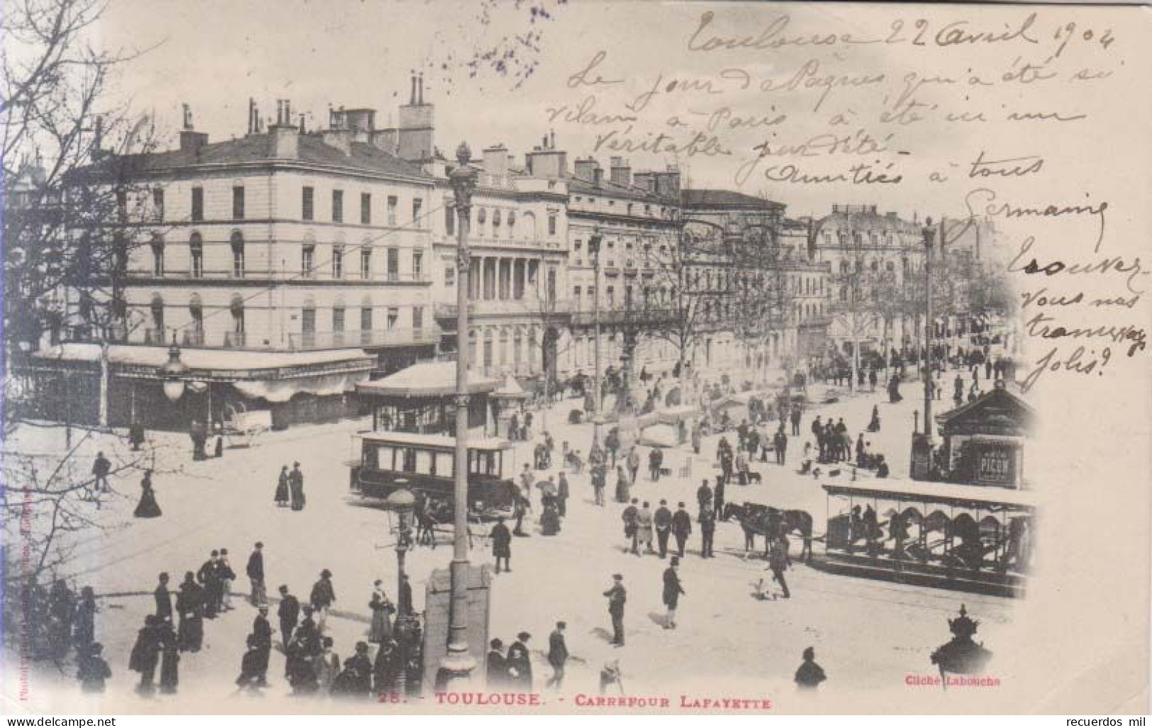 Toulouse Carrefour Lafayette Tram Tranvias  Carte Postale Animee  1904 - Toulouse