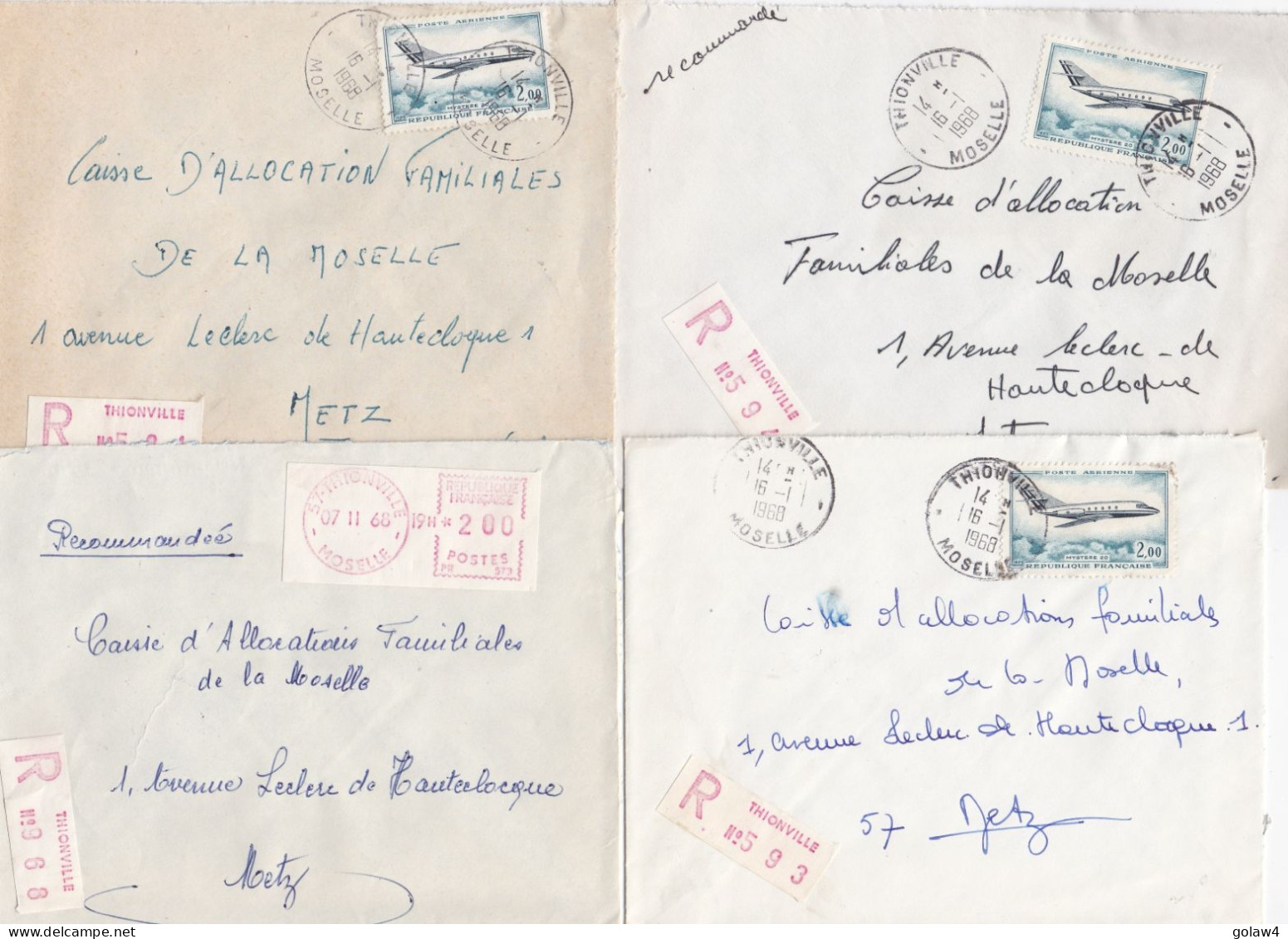 37078# LOT 18 LETTRES FRANCHISE PARTIELLE RECOMMANDE Obl THIONVILLE MOSELLE 1967 1968 Pour METZ 57 - Brieven En Documenten