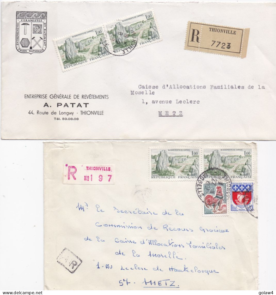 37078# LOT 18 LETTRES FRANCHISE PARTIELLE RECOMMANDE Obl THIONVILLE MOSELLE 1967 1968 Pour METZ 57 - Covers & Documents