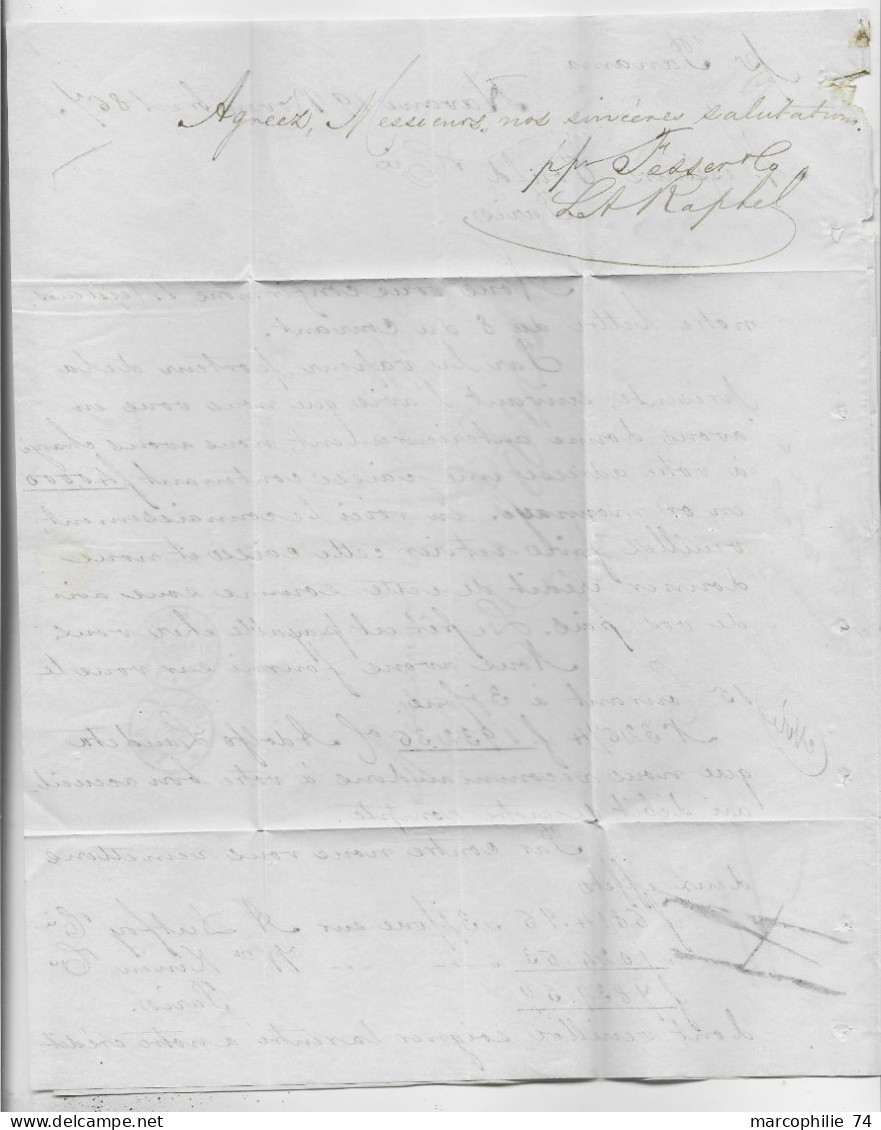 CUBA HABANA HAVANE LETTRE COVER 1867 TO FRANCE TAXE 20+ LIGNE B 20 NOV 1867 PAQ FR N°1 - Posta Marittima