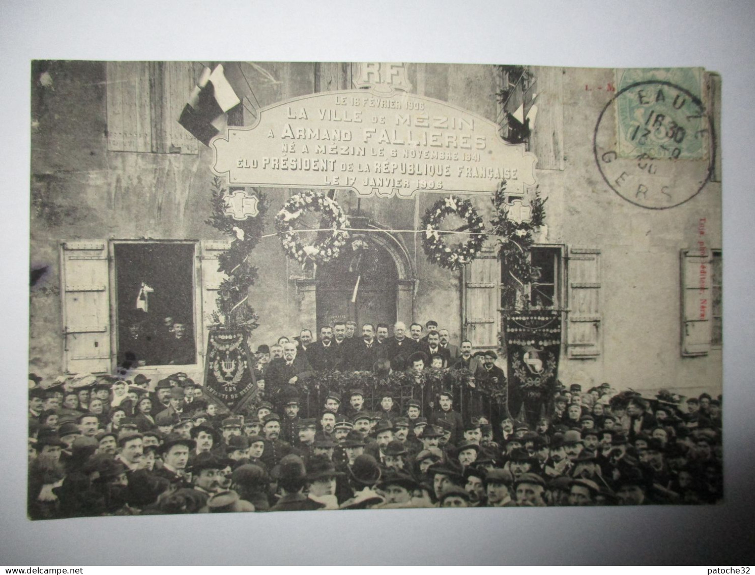 Cpa...la Ville De Mézin A Armand Fallières...élu Président De La République Francaise...1906...animée... - Sonstige & Ohne Zuordnung