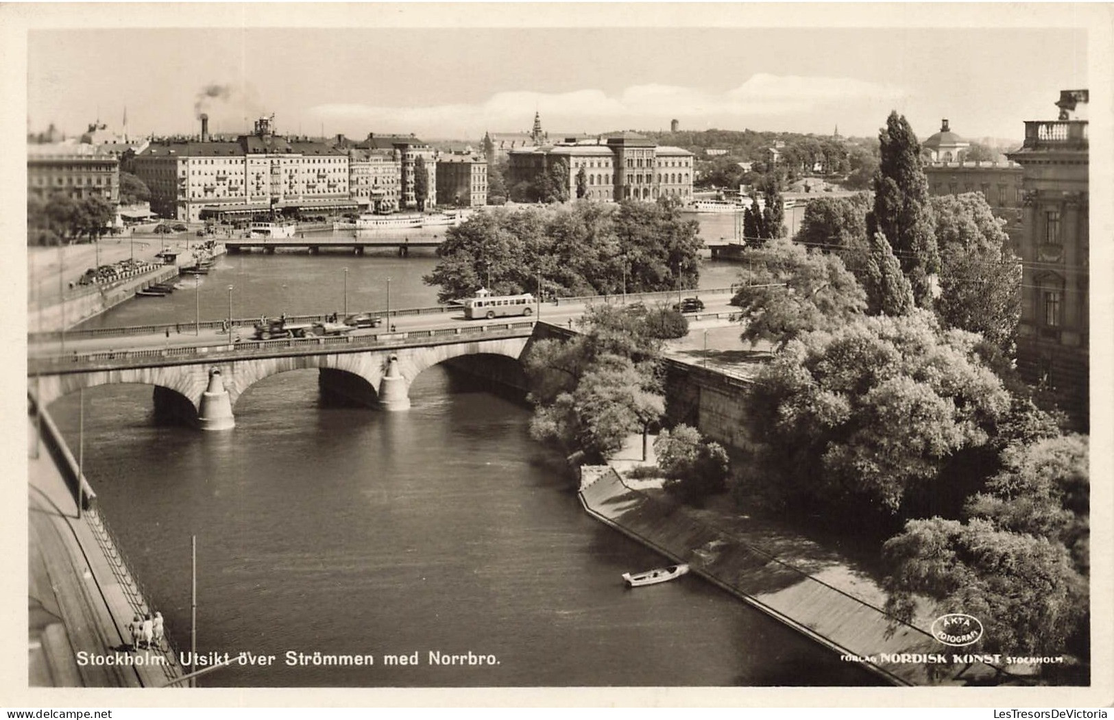 SUEDE - Stockholm - Ustikt Over Strommen Med Norrbro - Vue Sur Un Pont - Animé - Voitures - Carte Postale - Sweden