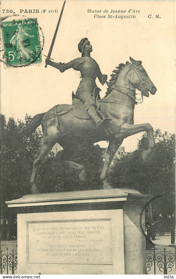 75 - PARIS - STATUE DE JEANNE D'ARC  PLACE ST AUGUSTIN - Other & Unclassified