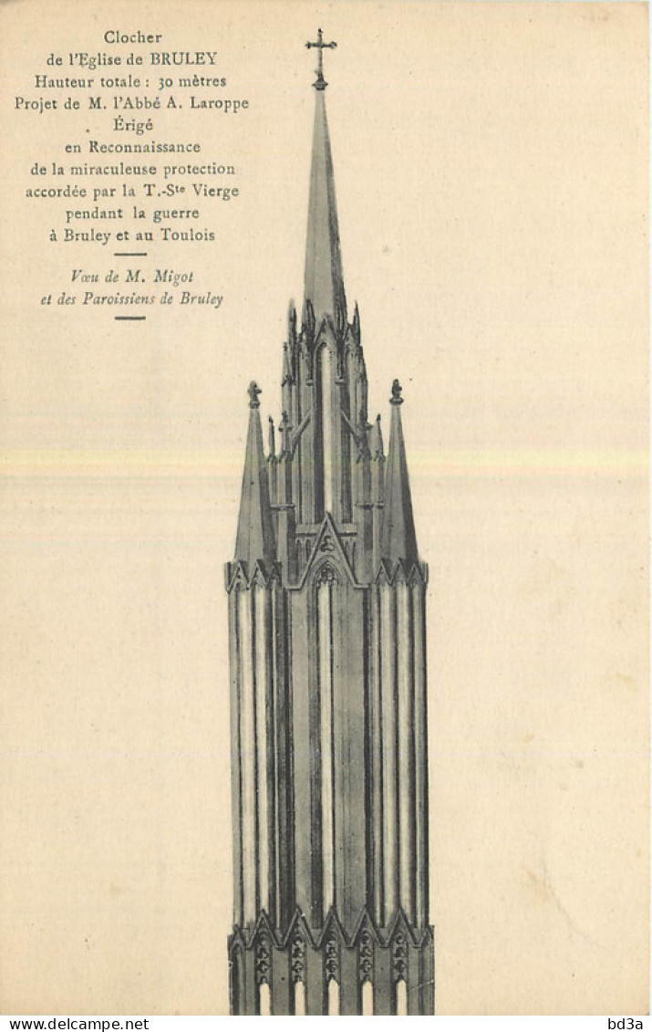 54 - EGLISE DE BRULEY - CLOCHER - CARTE A 50 FRANCS - LE ZELATEUR - Autres & Non Classés