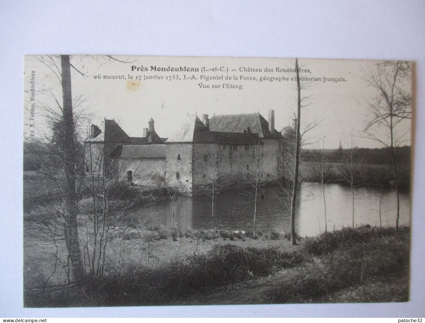 Cpa..près Mondoubleau..(L.-et-C.)..chateau Des Rouaudières Ou Mourut J.-A . Piganiol..vue De L'étang..1907.. - Otros & Sin Clasificación