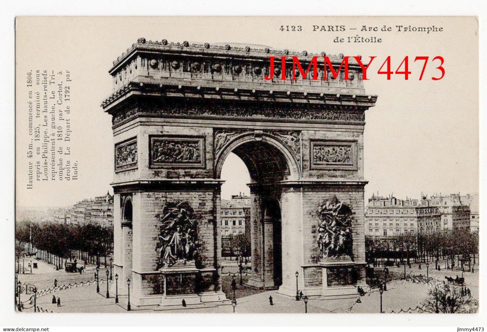 CPA - PARIS - Arc De Triomphe De L'Etoile +Texte - N° 4123 - Arc De Triomphe