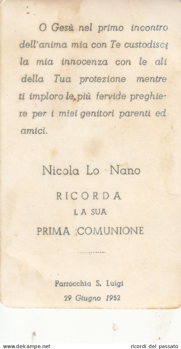 Santino Ricordo 1°comunione - Palermo 1952 - Devotion Images