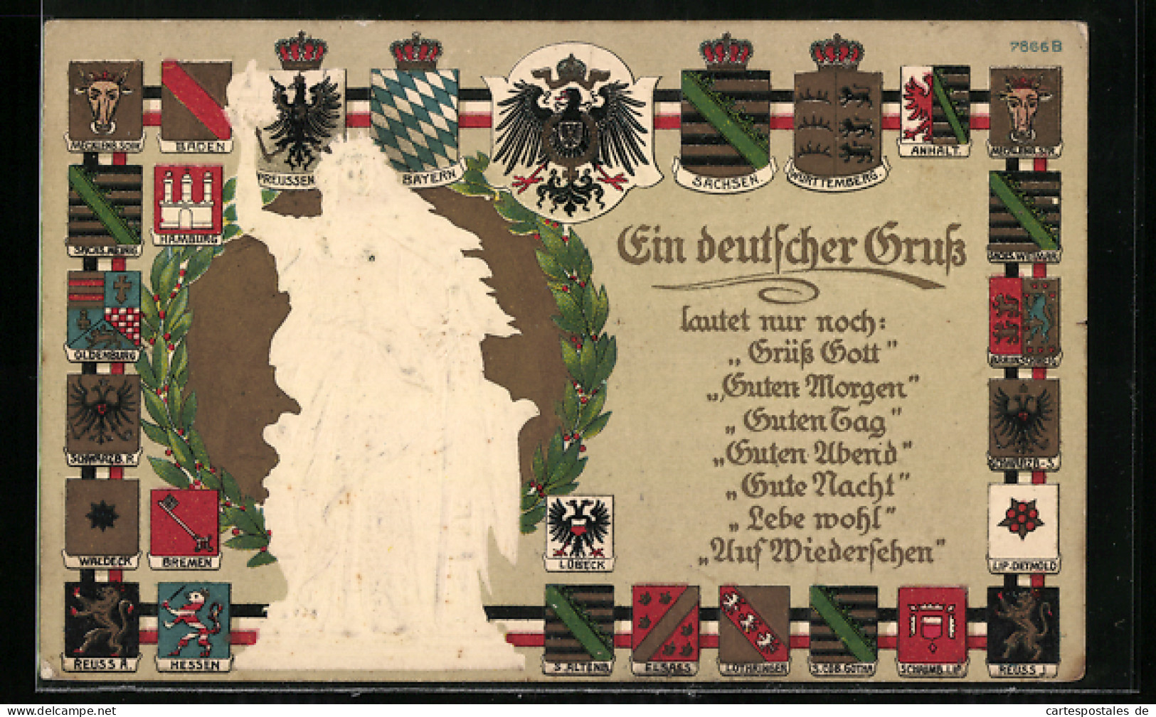 Künstler-AK Bruno Bürger & Ottillie Nr. 7866: Ein Deutscher Gruss, Wappen  - Other & Unclassified