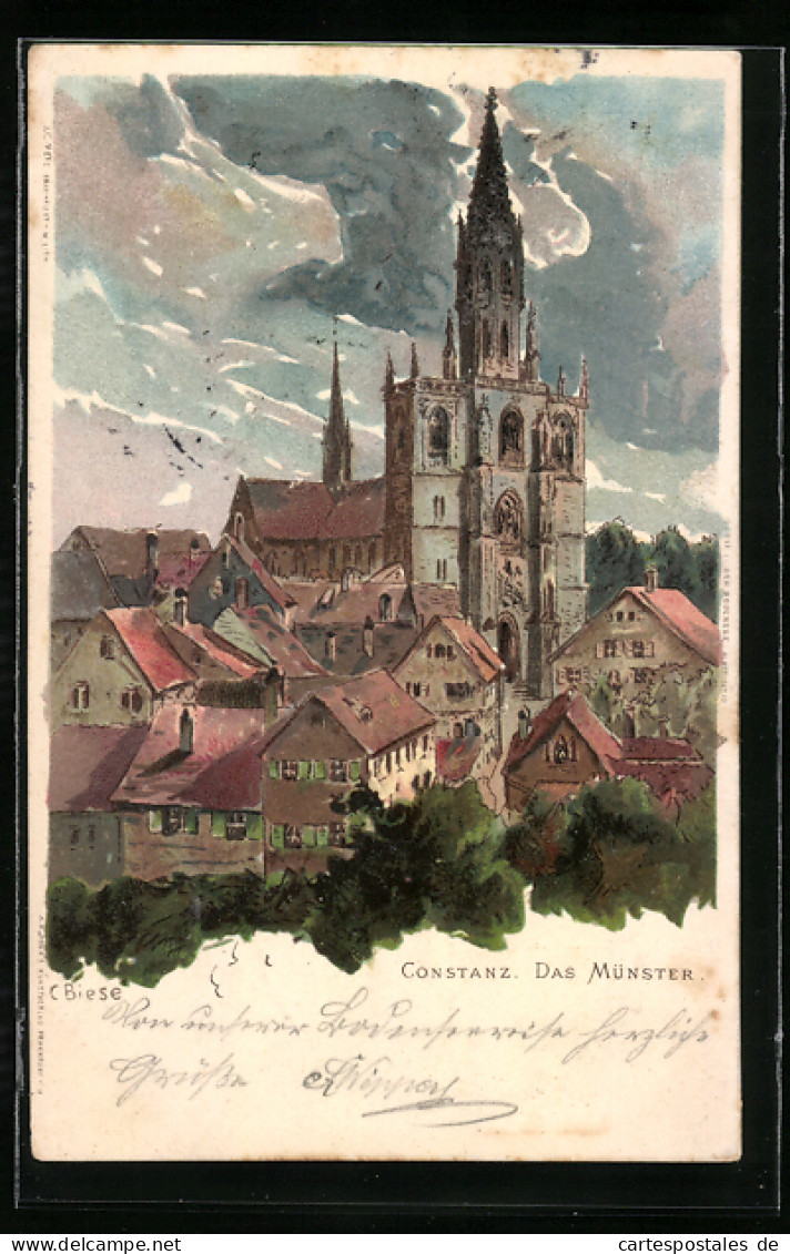 Künstler-Lithographie C.Biese: Constanz, Das Münster  - Other & Unclassified