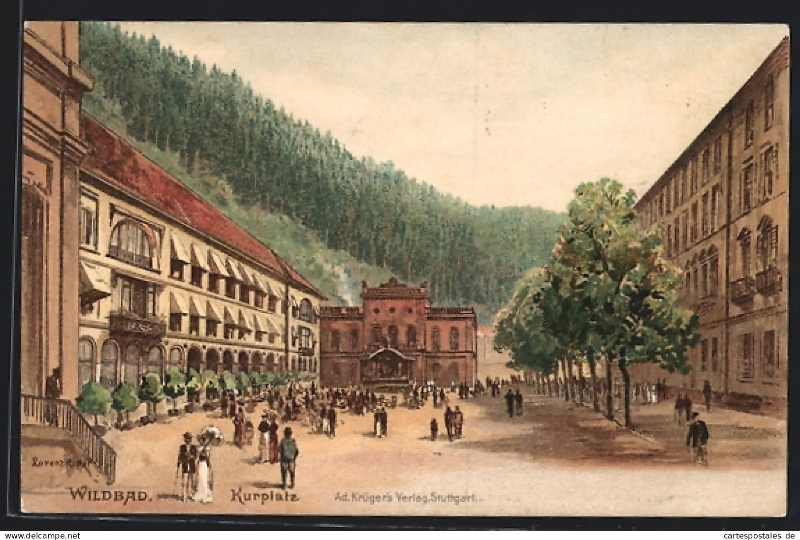 Künstler-AK Bad Wildbad, Kurplatz  - Other & Unclassified