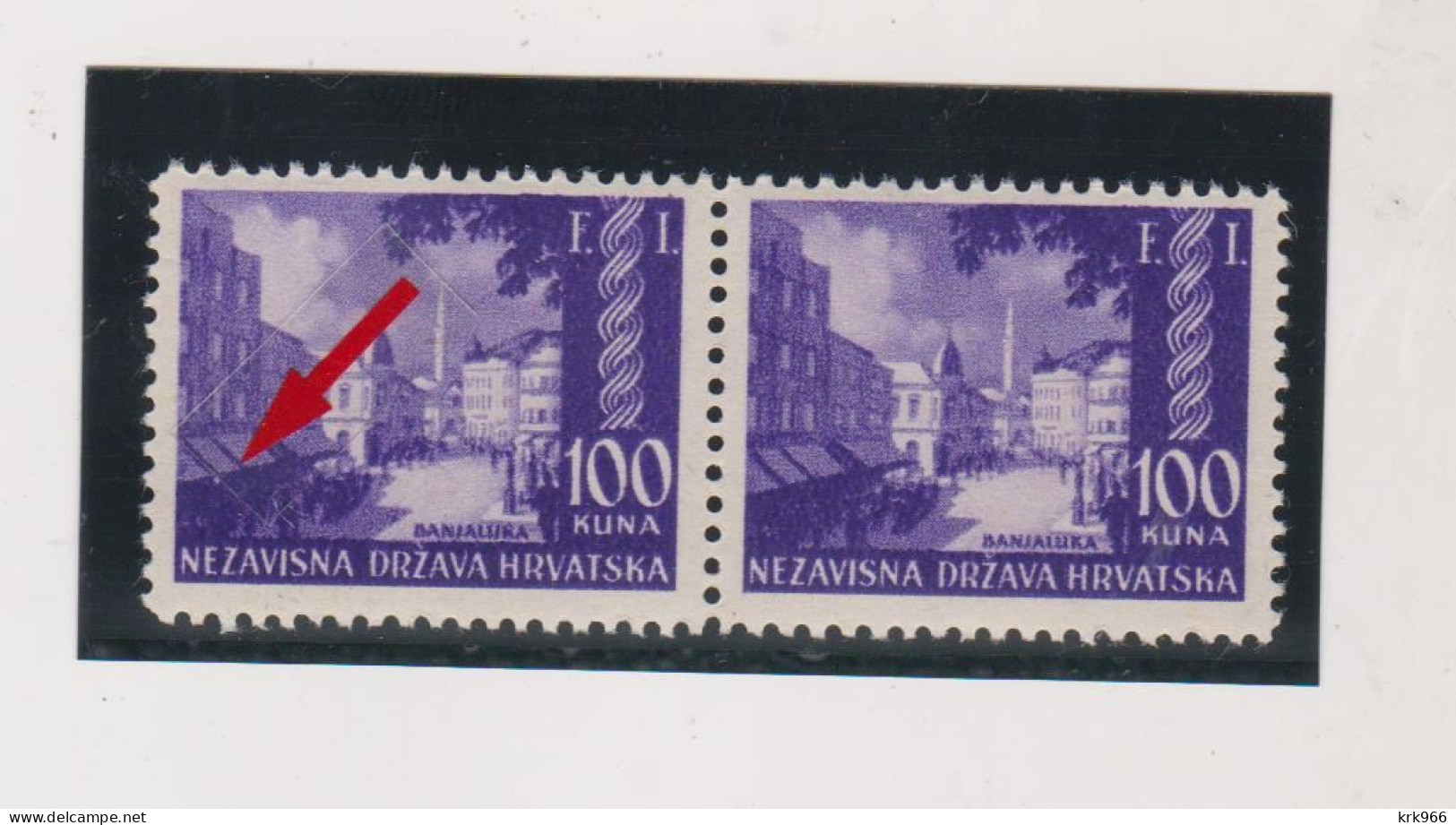 CROATIA WW II  ,100 Kn FI BANJA LUKA  MNH Plate Error - Croacia