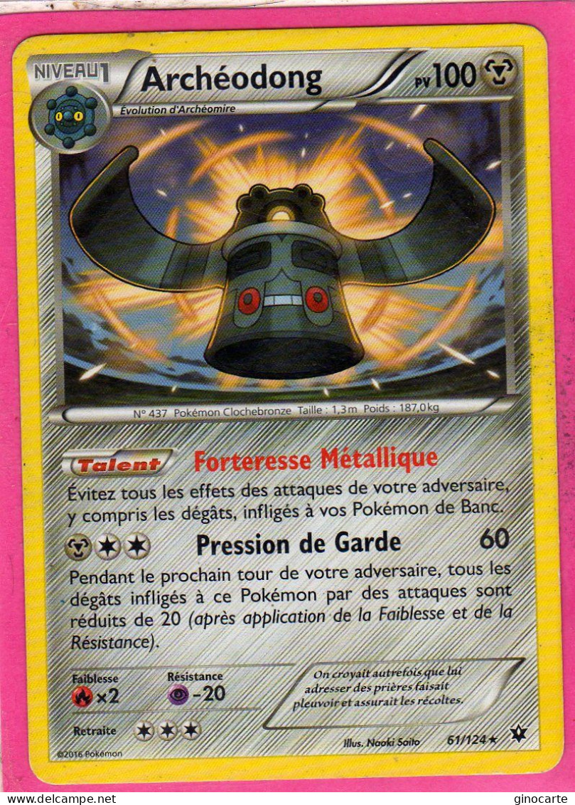 Carte Pokemon Francaise 2016 Xy Impact Des Destins 61/124 Archeodong 100pv Bon Etat - XY