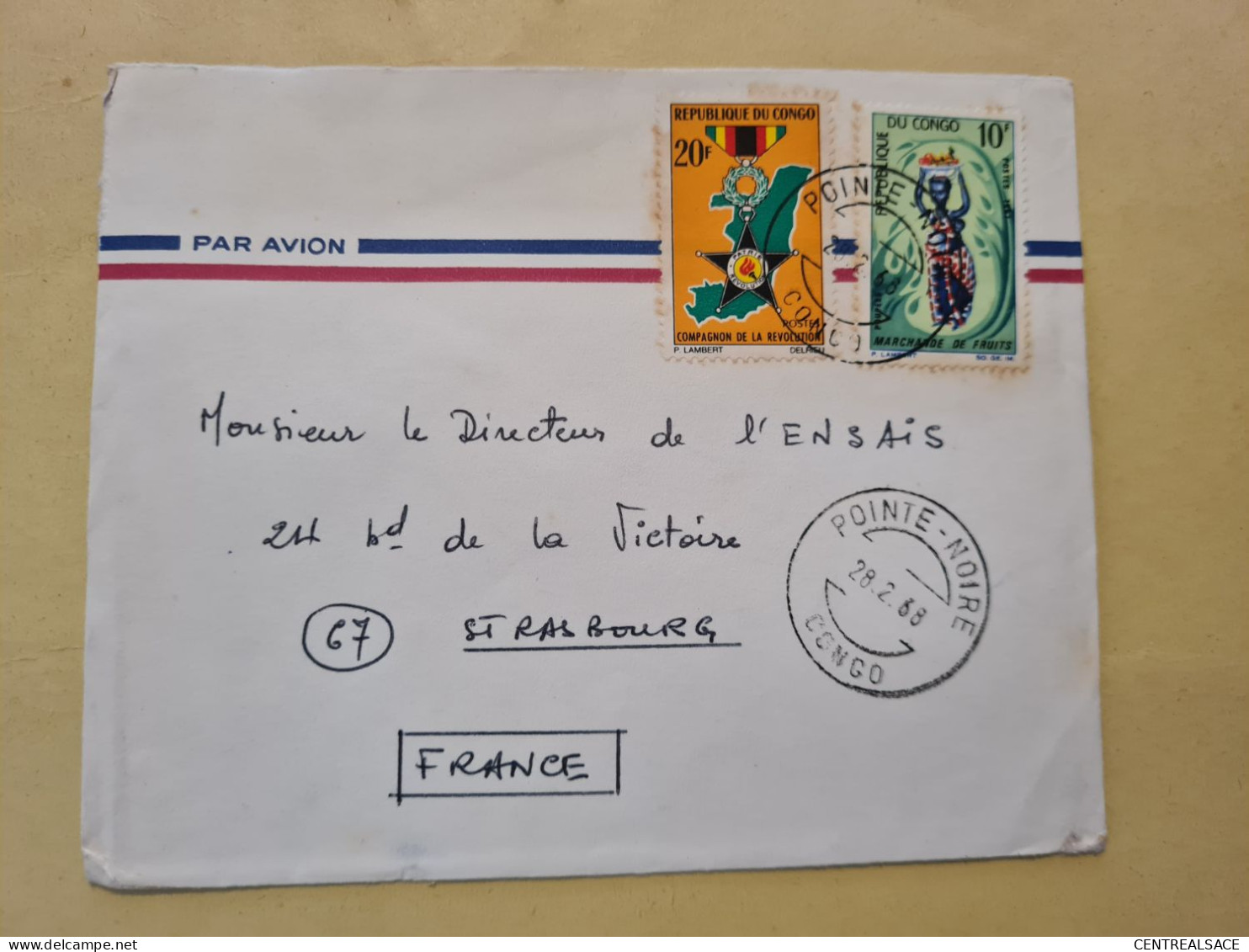 Lettre 1968 REPUBLIQUE DU CONGO POINTE NOIRE MARCHANDE DE FRUITS COMPAGNON DE LA REVOLUTION - Usati