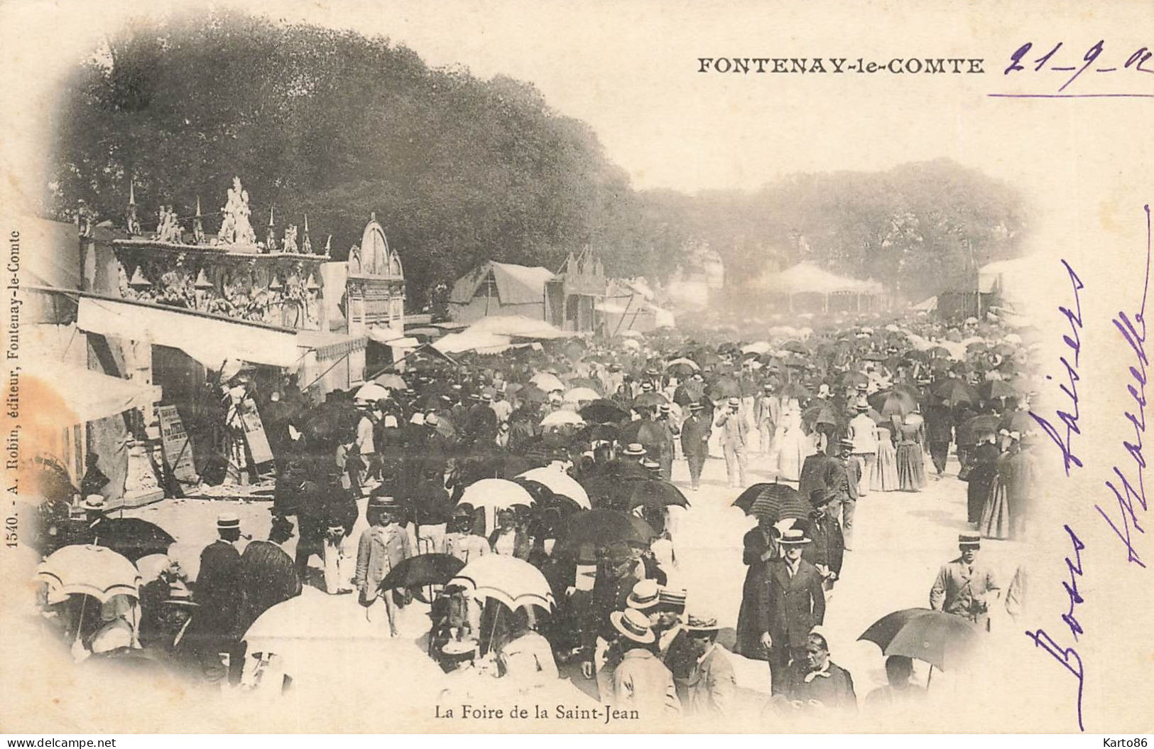 Fontenay Le Comte * 1902 * La Foire De La St Jean * Stand Fête Foraine Cinématographe ? - Fontenay Le Comte