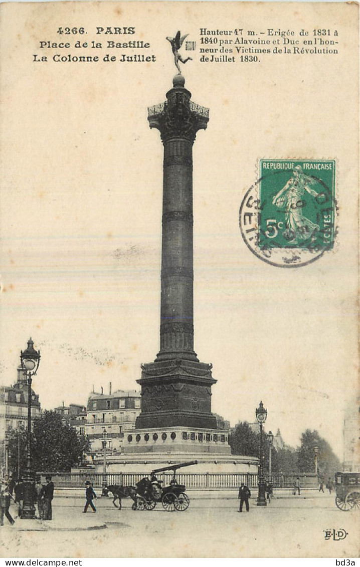 75 - PARIS - PLACE DE LA BASTILLE - COLONNE DE JUILLET - Autres Monuments, édifices