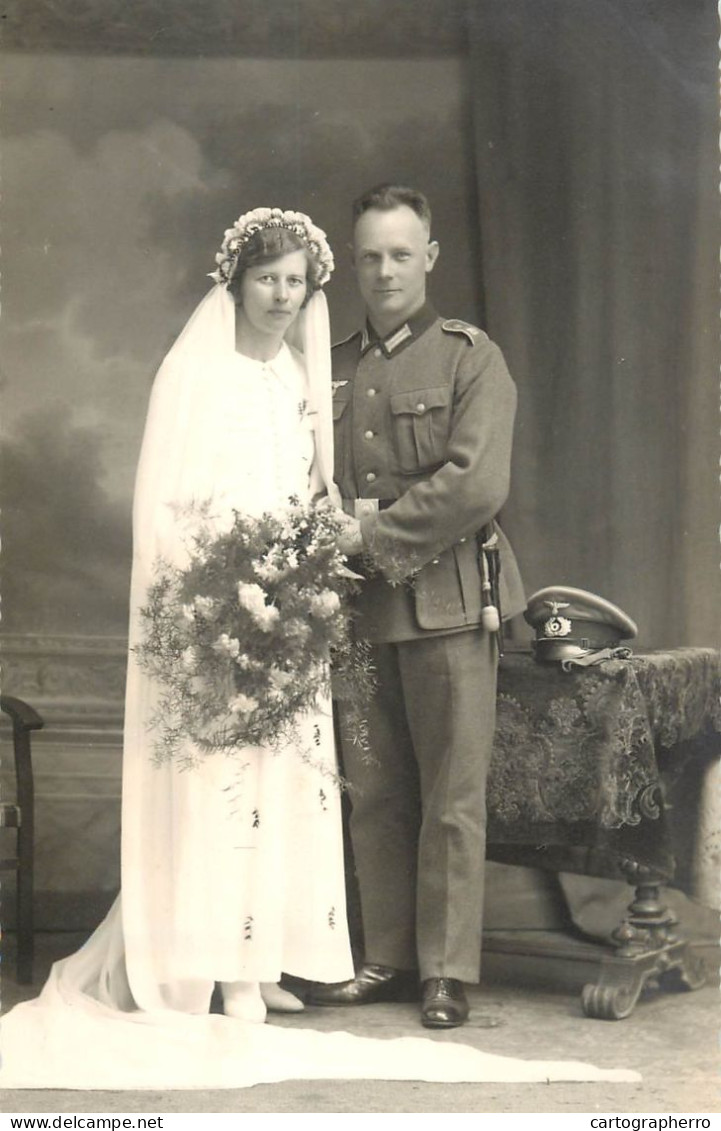 Marriage Family Social History Wedding Souvenir Real Photo Wermacht Officer - Nozze