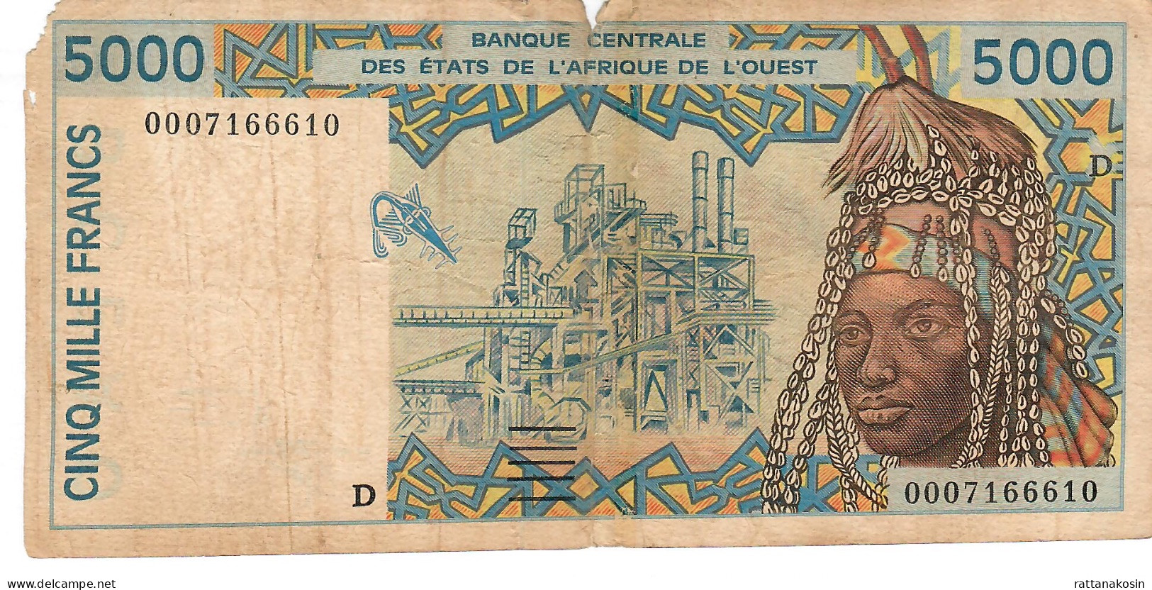 W.A.S. MALI    P413Di 5000 FRANCS (20)00 2000  Signature 30  VG - États D'Afrique De L'Ouest