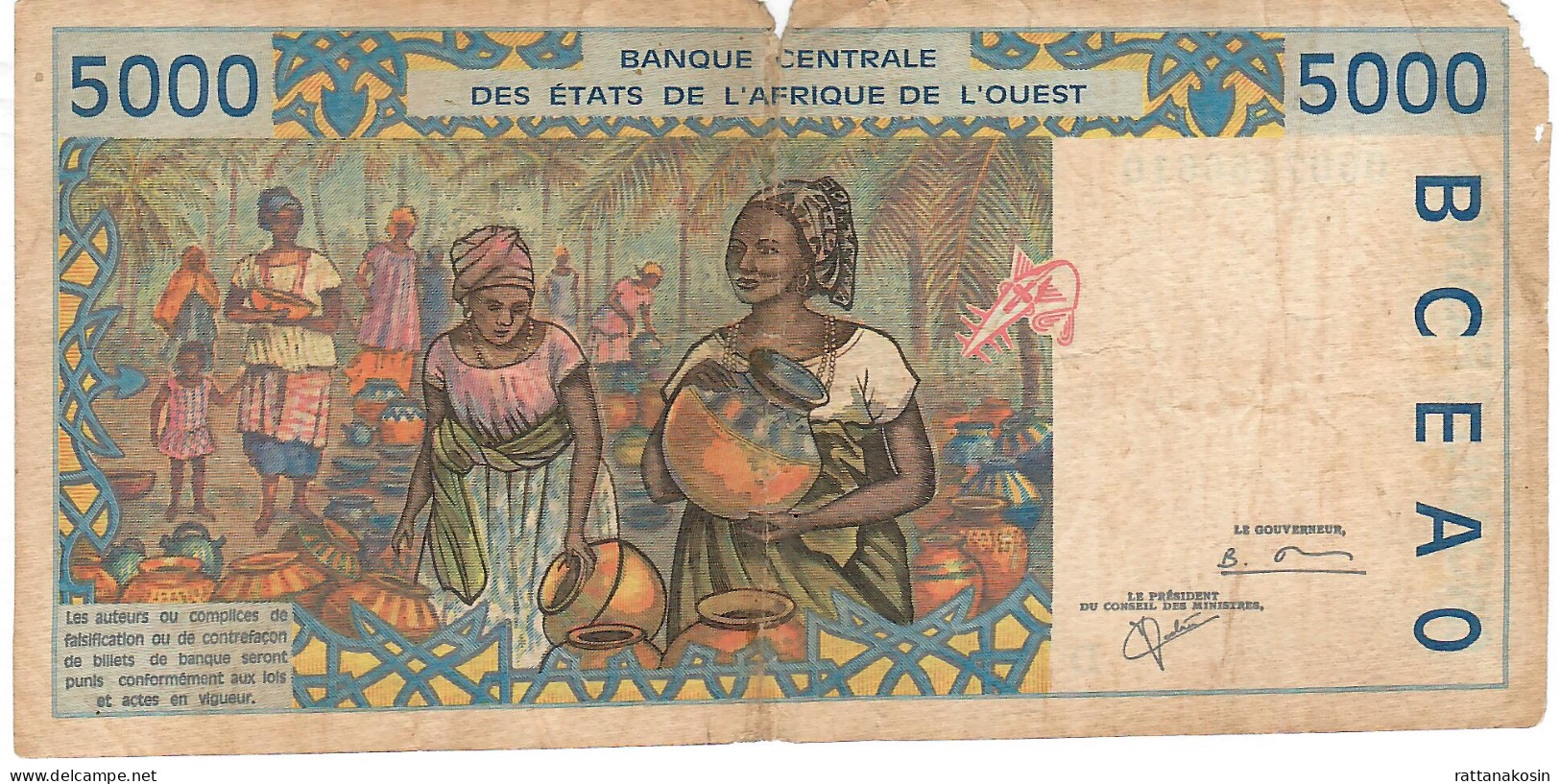 W.A.S. MALI    P413Di 5000 FRANCS (20)00 2000  Signature 30  VG - Stati Dell'Africa Occidentale