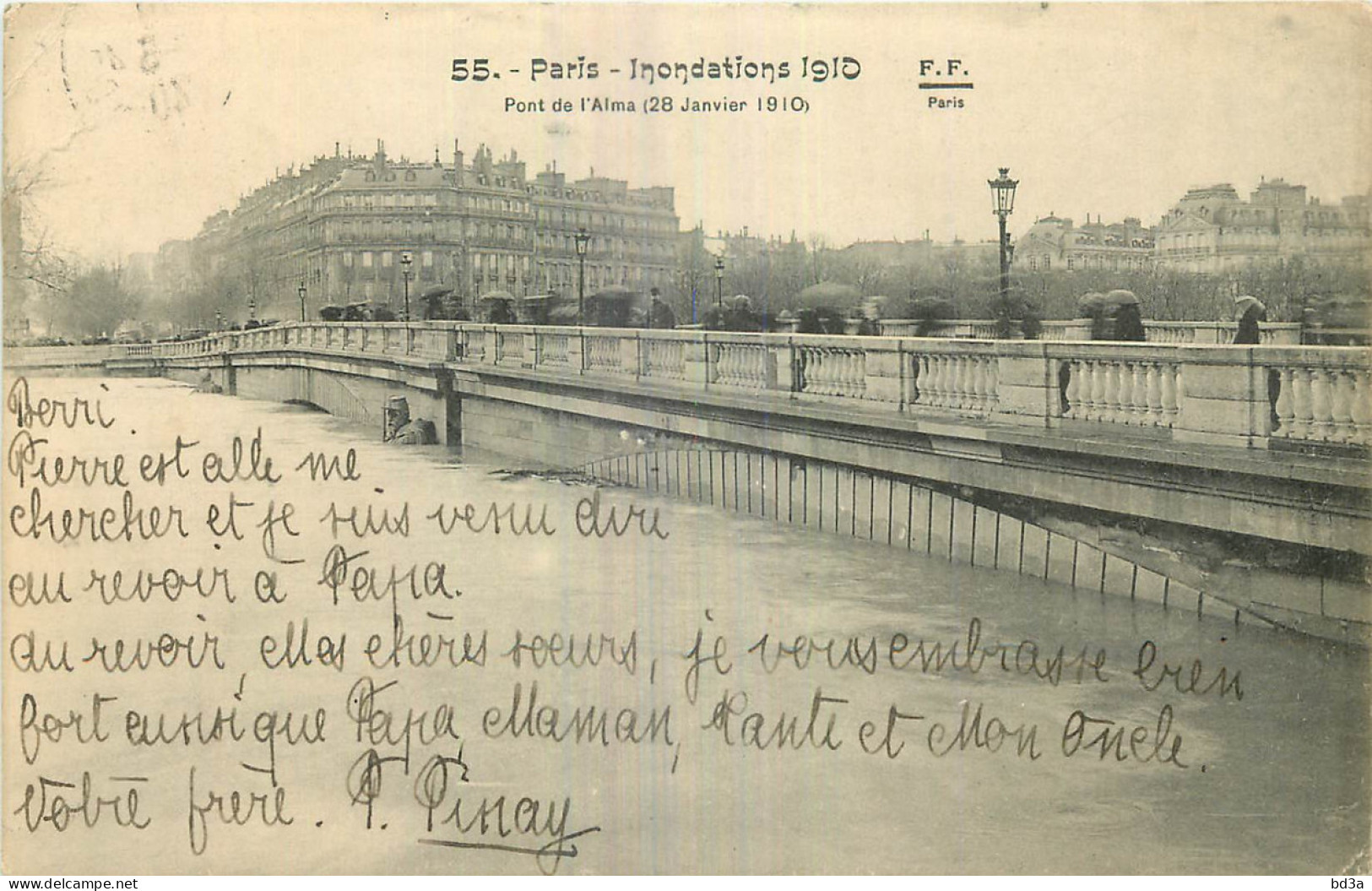 75 - PARIS INONDATIONS 1910 - PONT DE L'ALMA - De Overstroming Van 1910