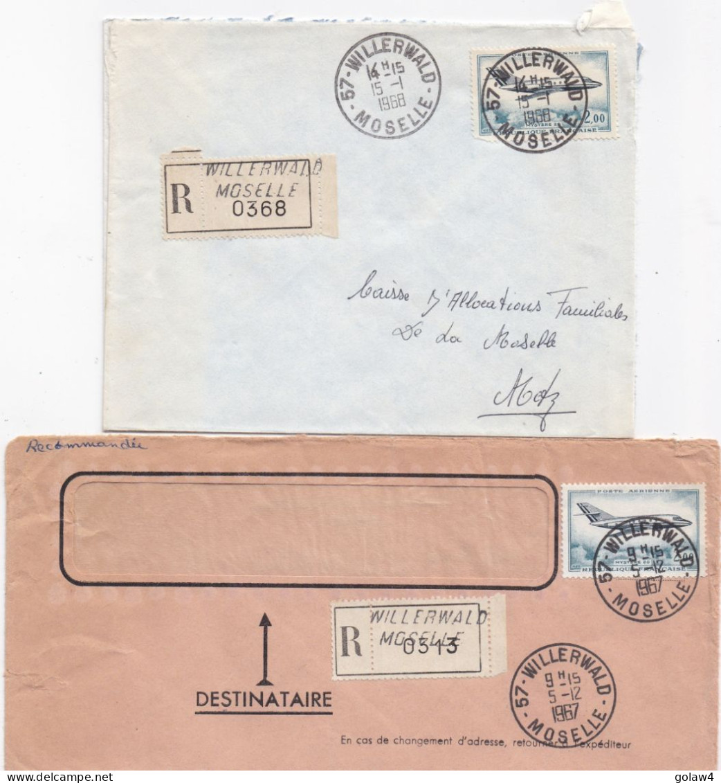 37092# LOT 7 LETTRES FRANCHISE PARTIELLE RECOMMANDE Obl WILLERWALD MOSELLE 1967 1968 Pour METZ 57 - Lettres & Documents