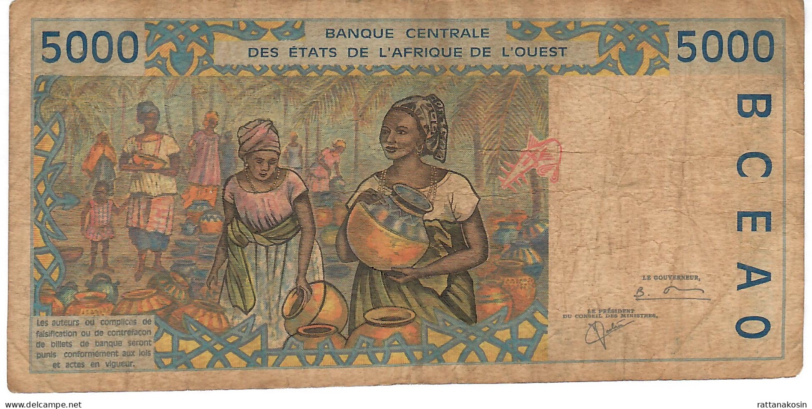 W.A.S. MALI    P413Di 5000 FRANCS (20)00 2000  Signature 30  FINE - West African States