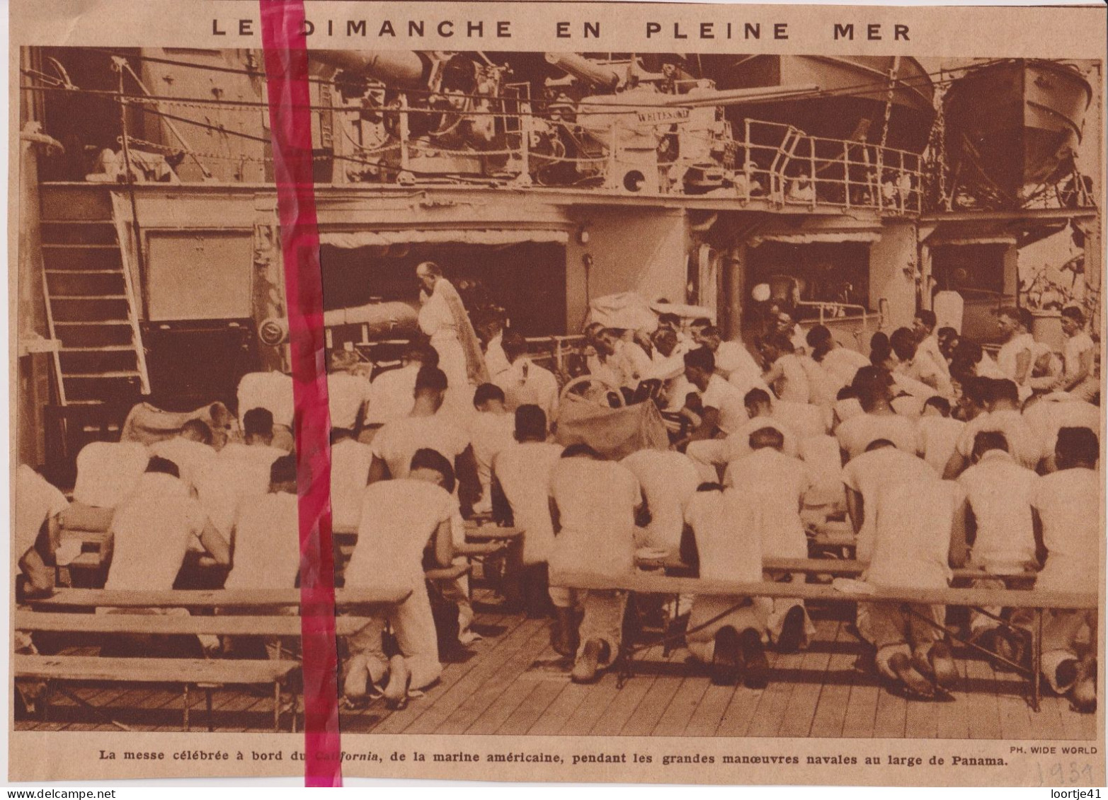 La Messe De La Marine Américaine Sur Le California - Orig. Knipsel Coupure Tijdschrift Magazine - 1931 - Unclassified