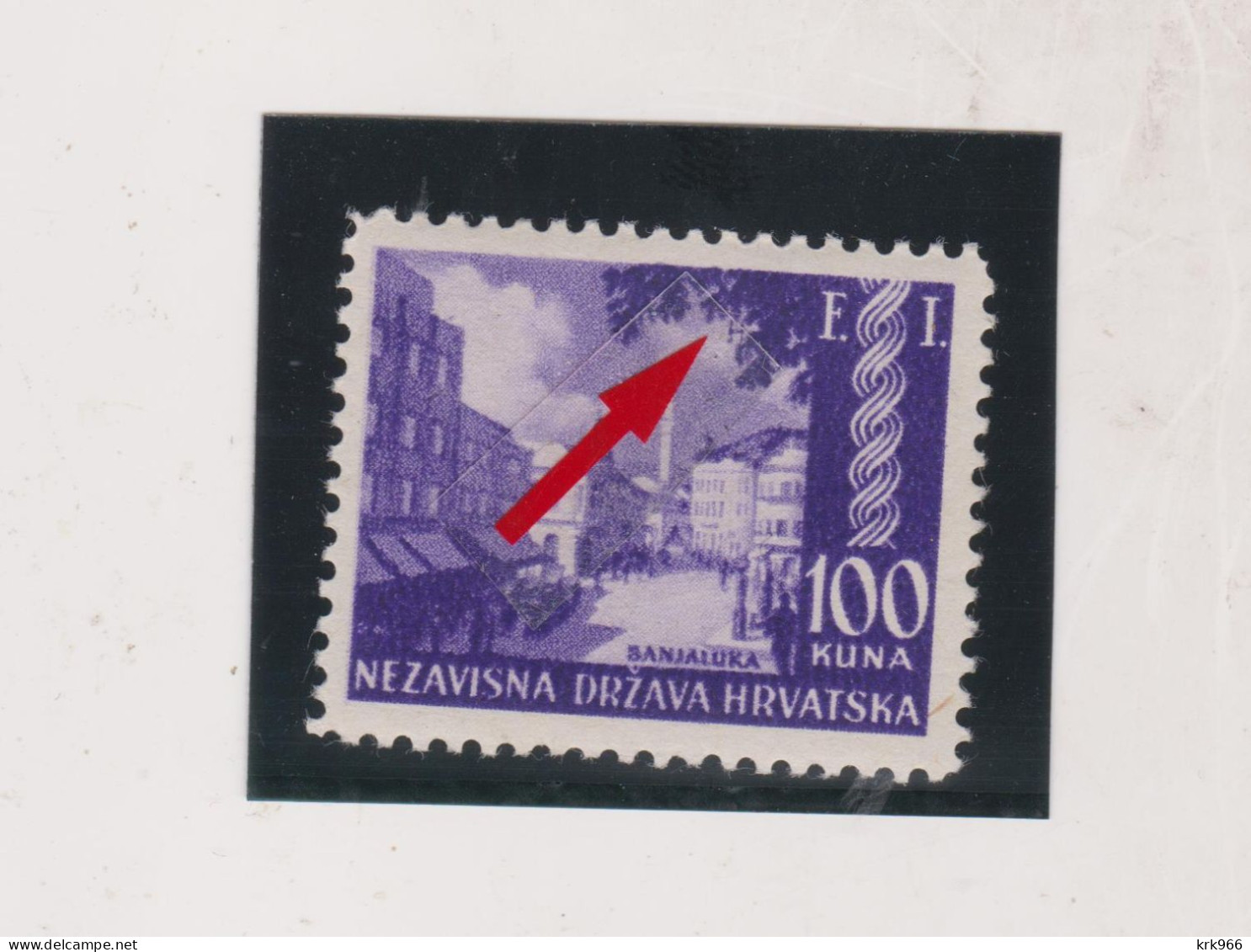 CROATIA WW II, 100 Kn Landscape FI Engrawer Mark,hinged - Croacia