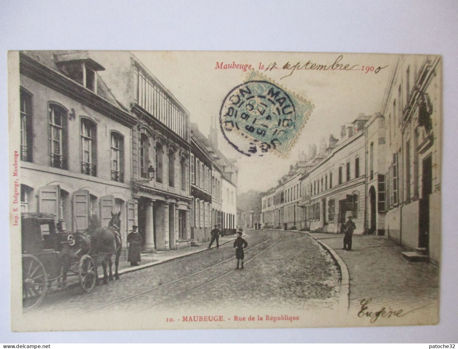 Cpa...Maubeuge...(nord)...rue De La République...1905...animée...(attelage)... - Maubeuge