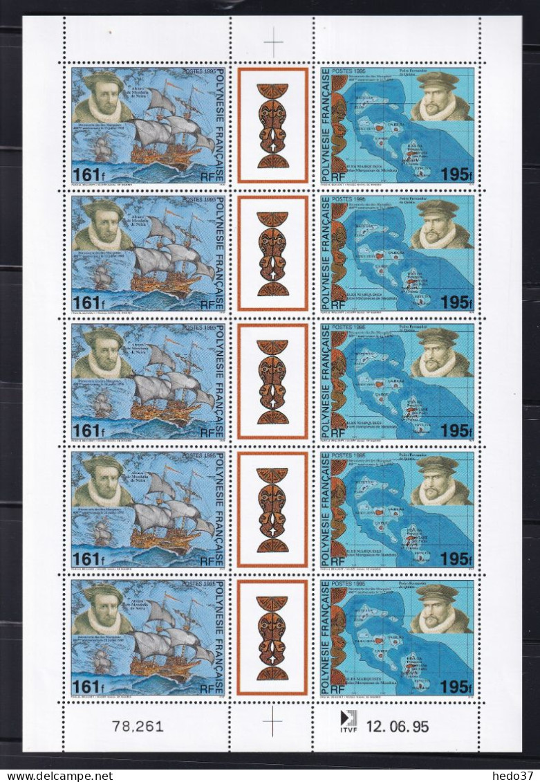 Polynésie N°584A - Feuille De 5 Triptyques - Neufs ** Sans Charnière - TB - Unused Stamps
