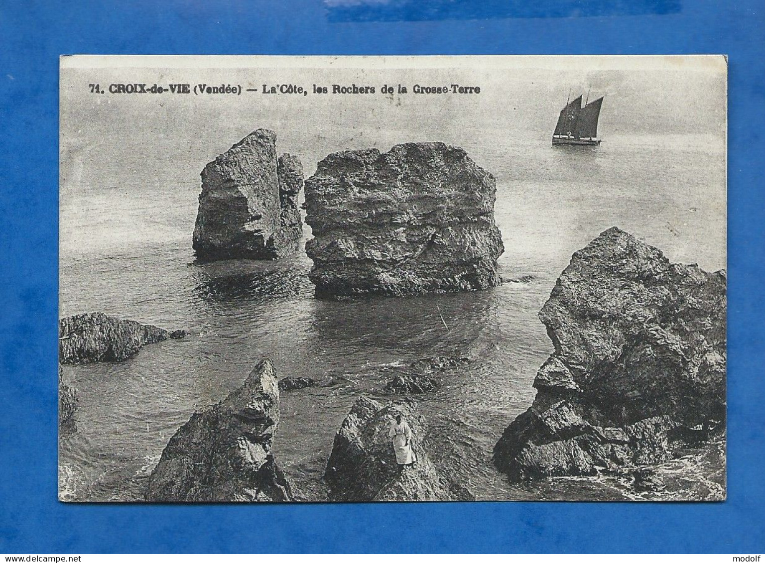 CPA - 85 - Croix-de-Vie - La Côte, Les Rochers De La Grosse Terre - Circulée En 1930 - Saint Gilles Croix De Vie