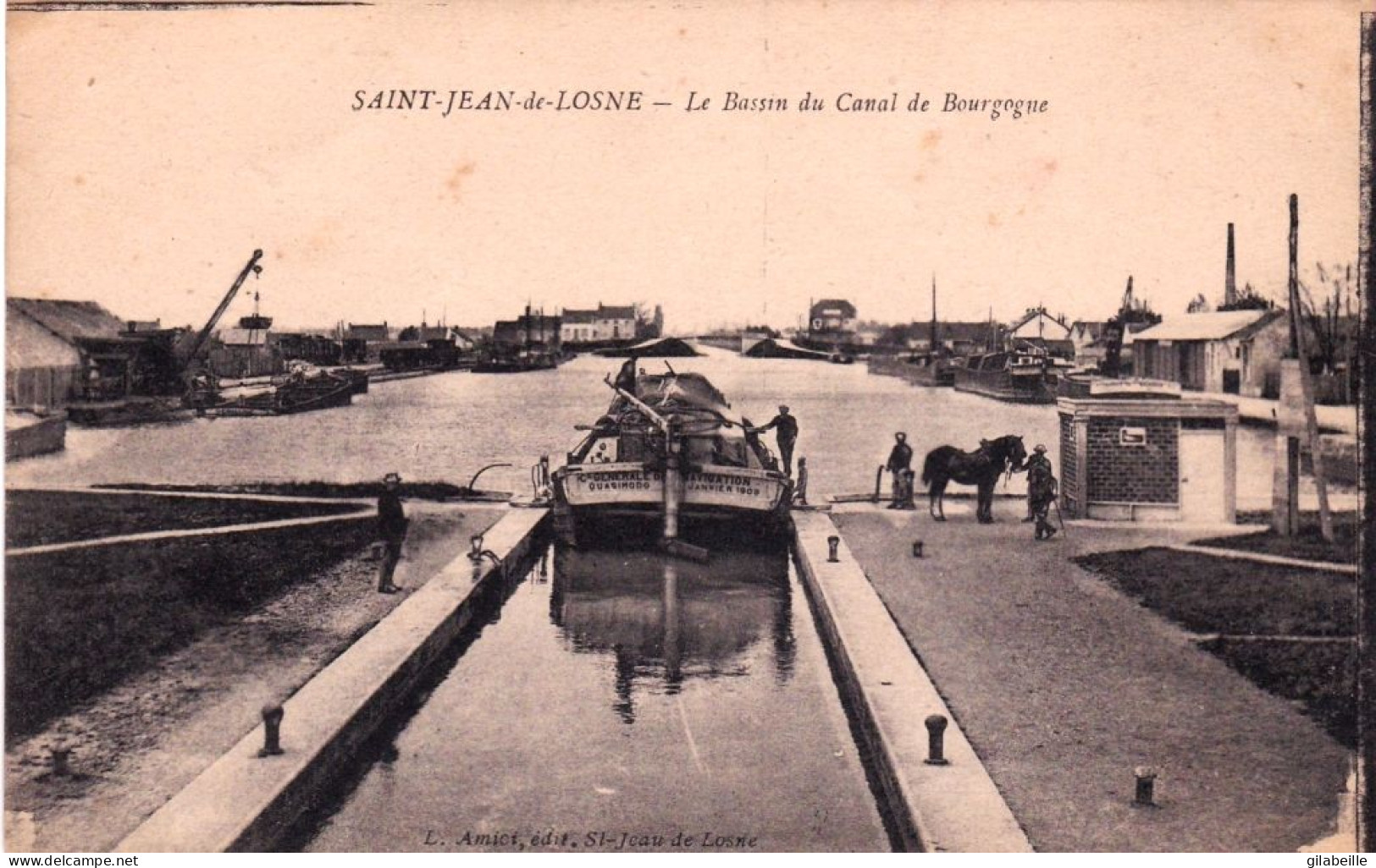 21 - Cote D Or -  SAINT JEAN  De LOSNE - Le Bassin Du Canal De Bourgogne - Peniche - Autres & Non Classés