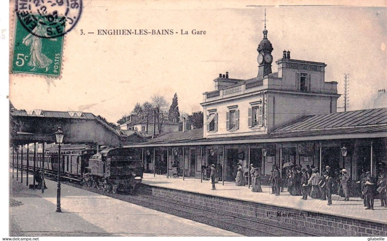 95 - Val D Oise -  ENGHIEN Les BAINS - La Gare - Train Vapeur En Gare - Enghien Les Bains