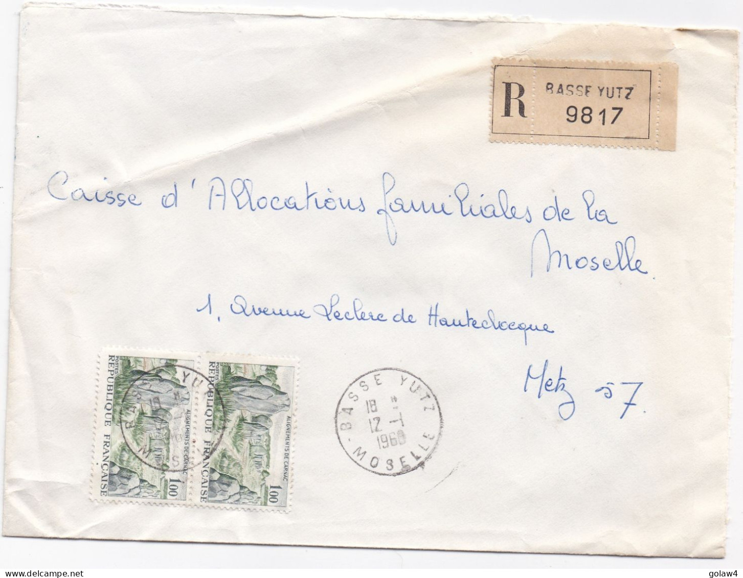 37095# LOT 54 LETTRES FRANCHISE PARTIELLE RECOMMANDE obl BASSE YUTZ MOSELLE 1967 1968 pour METZ 57