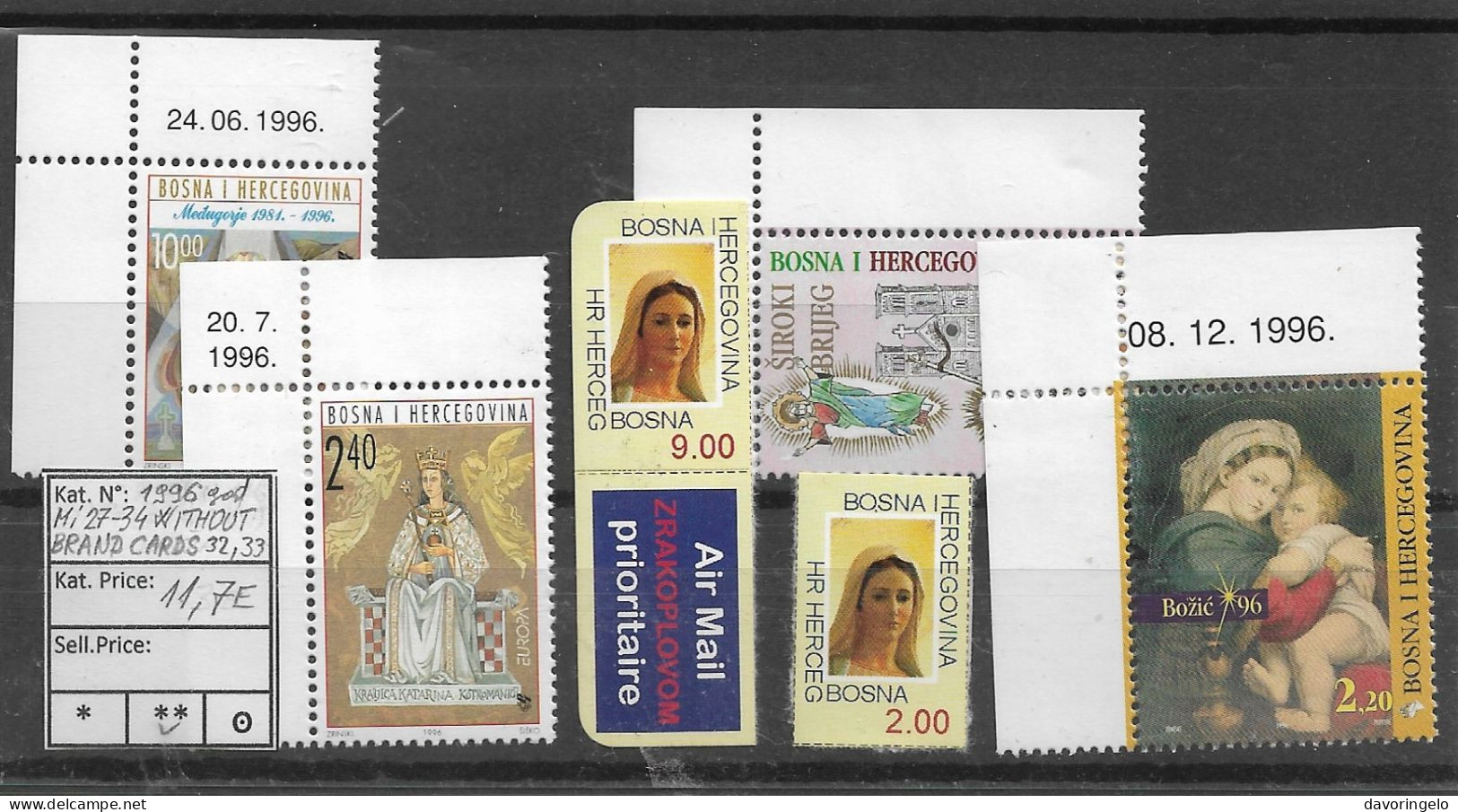 Bosnia-Herzegovina/HP Mostar (CROAT), 1996-year, Mi No 27-34 (without Brand Cards), (**) - Bosnie-Herzegovine