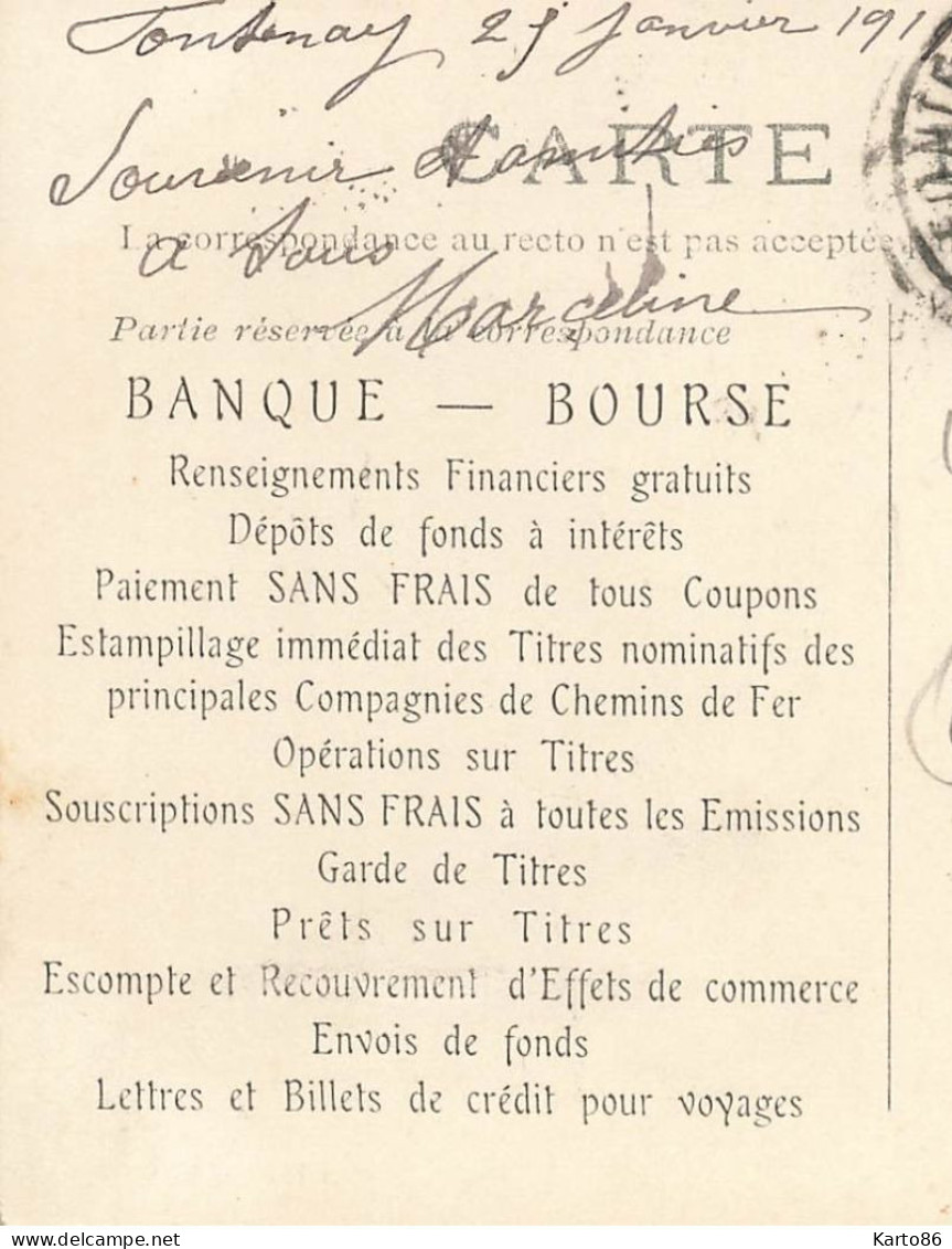 Fontenay Le Comte * 1911 * La Société Générale * Banco Bank Banque * Voir Dos ! - Fontenay Le Comte