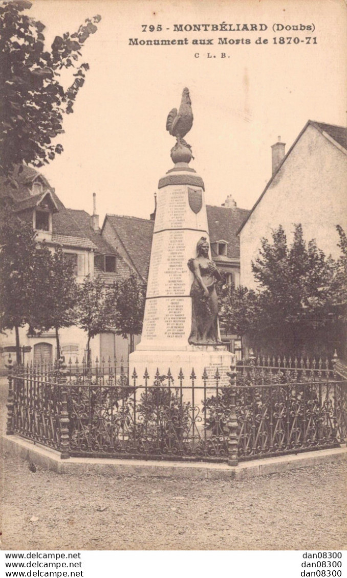 25 MONTBELIARD MONUMENT AUX MORTS DE 1870-71 - War Memorials