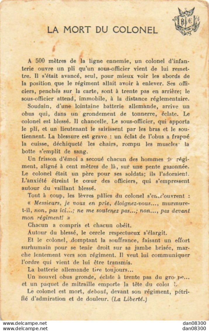 FAITS DE GUERRE 1914-1915 LA MORT DU COLONEL - Histoire