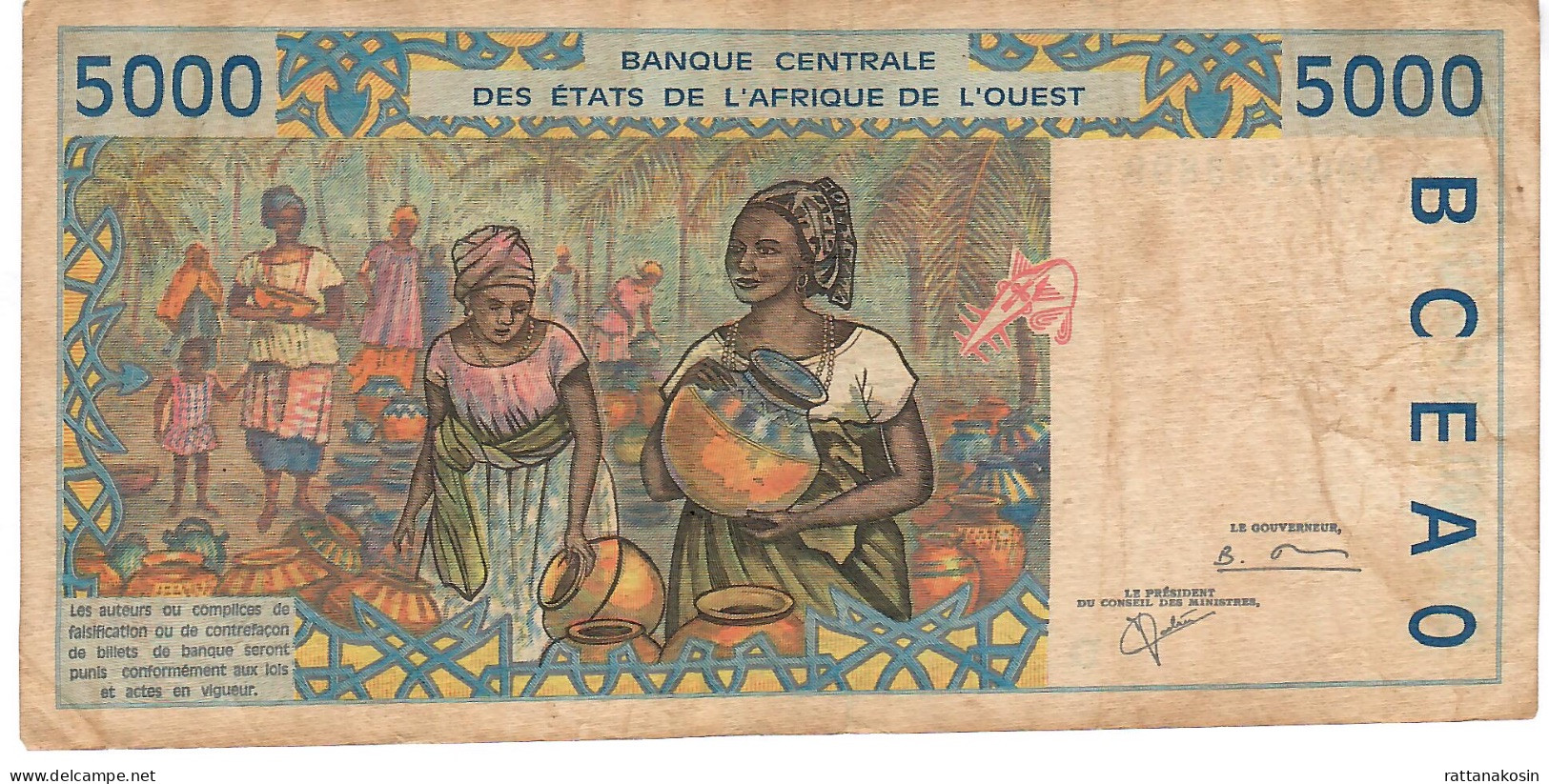 W.A.S. MALI    P413Di 5000 FRANCS (20)00 2000  Signature 30  FINE - West African States