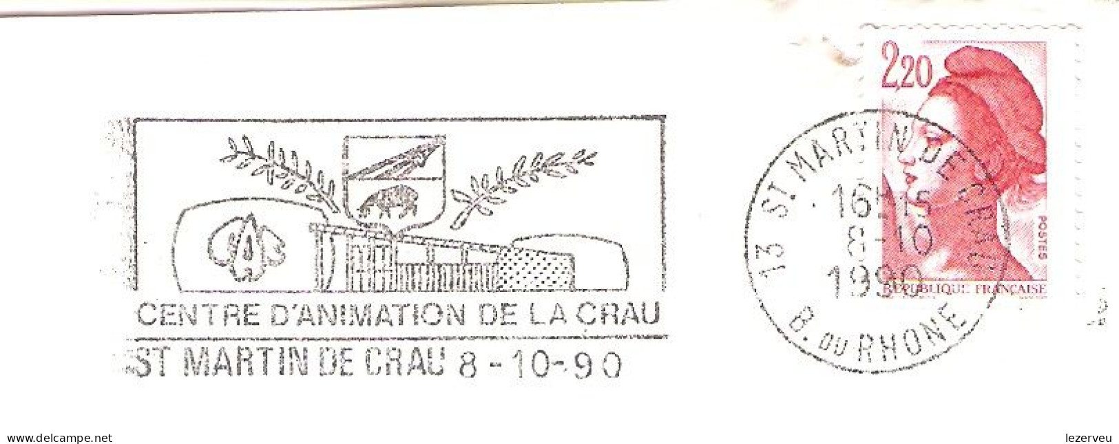 CACHET OBLITERATION FLAMME CENTRE D ANIMATION DE LA CRAU ST MARTIN DE LA CRAU  ENVELOPPE 16X11 (rare) - 1961-....