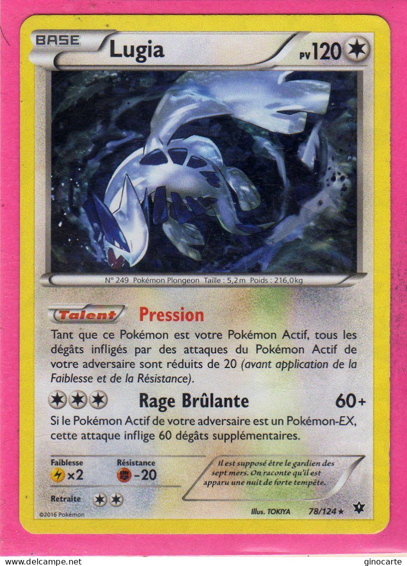 Carte Pokemon Francaise 2016 Xy Impact Des Destins 78/124 Lugia 120pv Holo Bon Etat - Promos