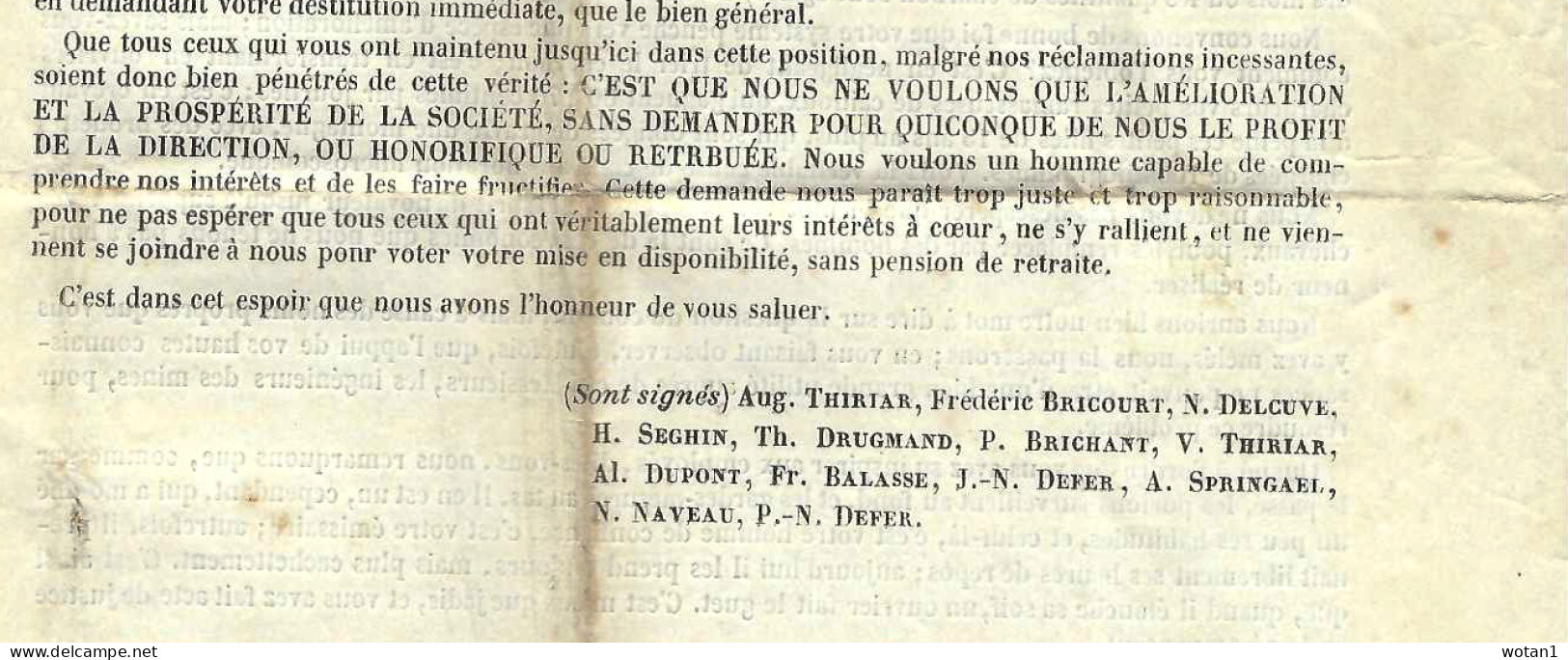 Société Charbonnière de LA LOUVIERE et la PAIX - Lettre de SAINT-VAAST du  11 avril 1848 à HOUDENG GOEGNIES