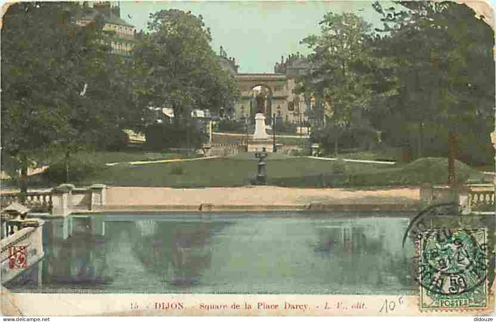 21 - Dijon - Square De La Place Darcy - Correspondance - Oblitération Ronde De 1907 - Etat Pli Visible - CPA - Voir Scan - Dijon