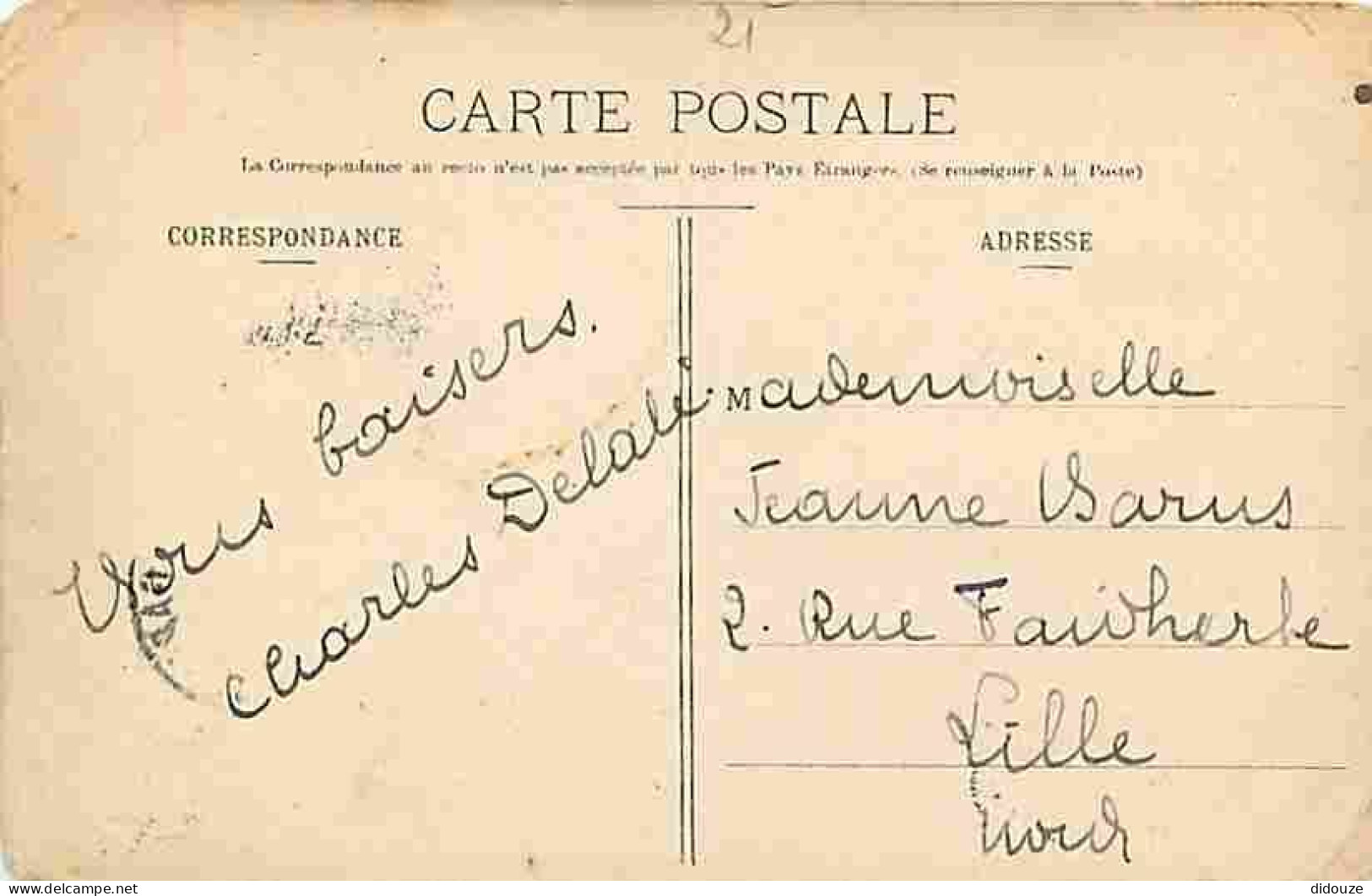 21 - Dijon - Square De La Place Darcy - Correspondance - Oblitération Ronde De 1907 - Etat Pli Visible - CPA - Voir Scan - Dijon
