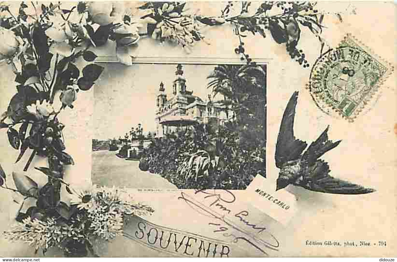 Monaco - Souvenir De Monte Carlo - Hirondelle - Belle Oblitération - Voir Timbre De Monaco - CPA - Voir Scans Recto-Vers - Sonstige & Ohne Zuordnung