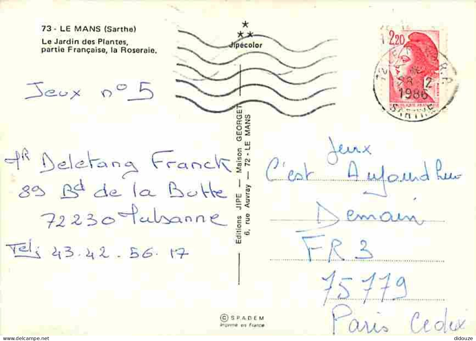 72 - Le Mans - Le Jardin Des Plantes  Partie Française  La Roseraie - Fleurs - CPM - Voir Scans Recto-Verso - Le Mans